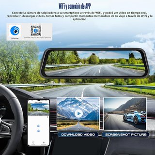 CAMECHO Dash Cam 9.66'' 2K Triple Cámara WiFi