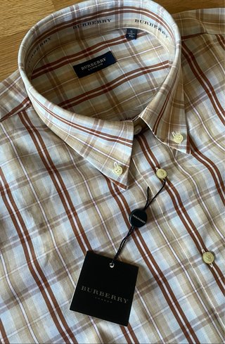 Camisa Burberry cuadros beige nueva XL