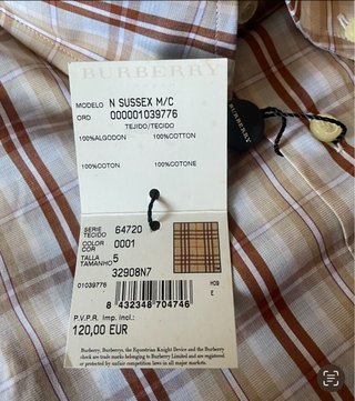 Camisa Burberry cuadros beige nueva XL