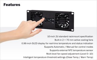 GEEEKPI Panel 2U 10'' Ventilador Dual OLED Rack