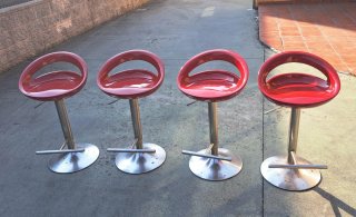 4 Taburetes Cocina Rojos Giratorios Ajustables