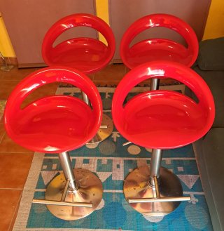 4 Taburetes Cocina Rojos Giratorios Ajustables