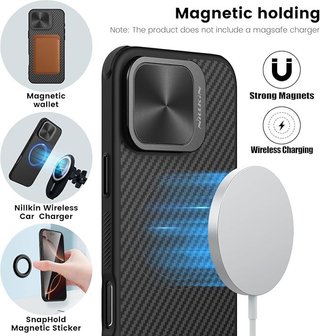 Custodia magnetica NILLKIN Fibra di aramide per iPhone 16 Pro