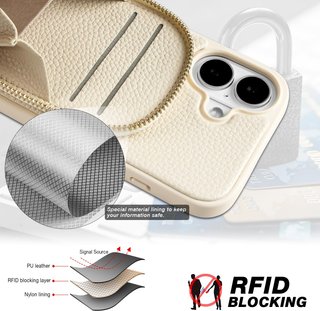 HANMAN Custodia a portafoglio magnetica iPhone 17 Beige