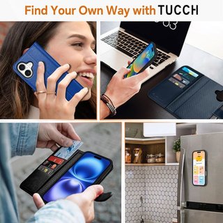 TUCCH Custodia Libro 2 IN 1 per iPhone 16 2024