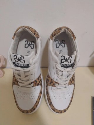 Sneakers Two Stars bianche leopardate