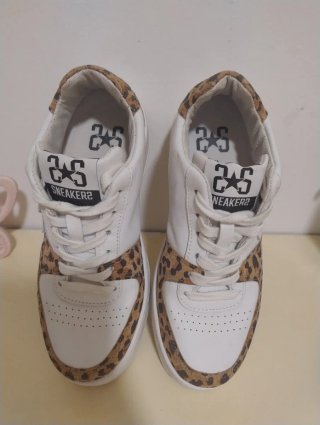 Sneakers Two Stars bianche leopardate