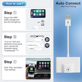 PAUNEZUEL Adaptador CarPlay inalámbrico