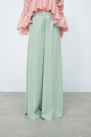 Pantalón Verde Wide Leg Zara M
