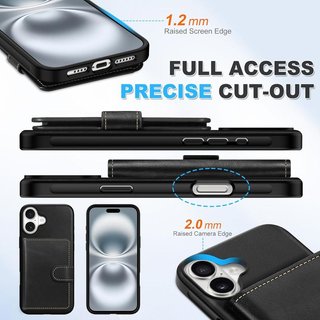 SHIELDON Custodia a Portafoglio iPhone 16 Plus 6,7''