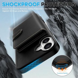 SHIELDON Custodia a Portafoglio iPhone 16 Plus 6,7''