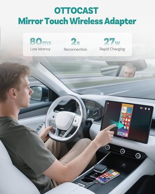Ottocast Mirror Touch 2025 Adaptador CarPlay 3en1