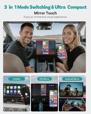 Ottocast Mirror Touch 2025 Adaptador CarPlay 3en1