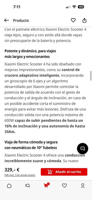 Patinete Eléctrico Xiaomi Scooter 4.Nuevo