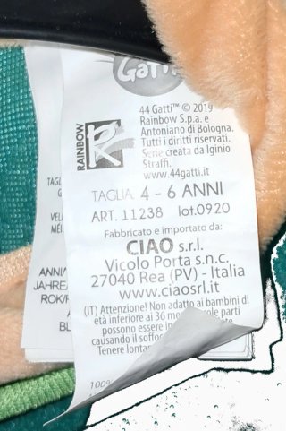 Costume Lampo 44 Gatti 4-6 Anni