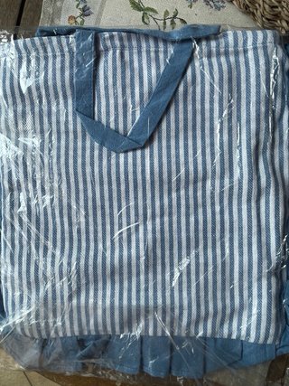 Set telo mare con borsa a righe blu