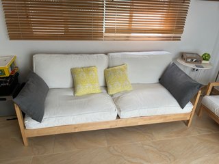 Sofá Cama IKEA 3 Plazas Madera Clara