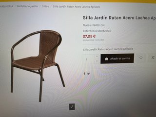 Silla de exterior plástico tipo mimbre y metal