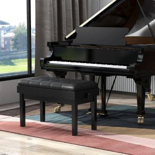 Taburete de piano ajustable negro