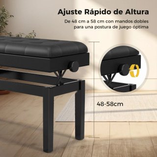 Taburete de piano ajustable negro