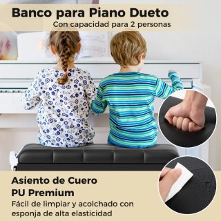Taburete de piano ajustable negro