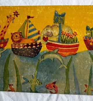 Cartel infantil animales barco