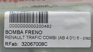 BOMBA FRENO RENAULT TRAFIC COMBI (AB 4.01) 6 - plazas (L2H1) acristalado parcial 2,9t   Combi largo