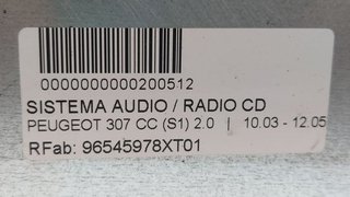 SISTEMA AUDIO / RADIO CD PEUGEOT 307 CC (S1) 2.0