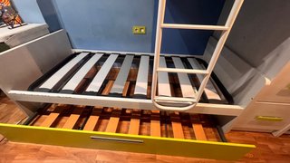Tren litera infantil con cajones y armario,3 camas