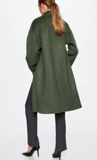Abrigo verde lana handmade talla M