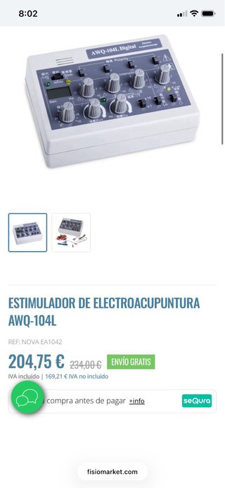 Estimulador Electroacupuntura y electrotape