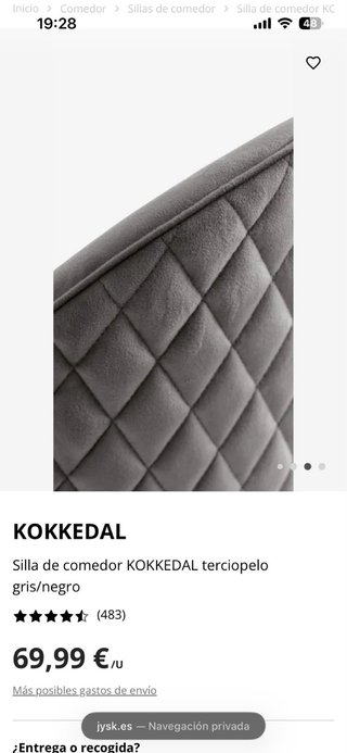Silla de comedor KOKKEDAL terciopelo