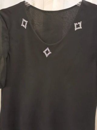 Vestito nero corto con strass