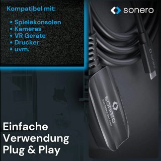 Sonero® Cable USB 3.2 de extensión activo con amplificador de señal