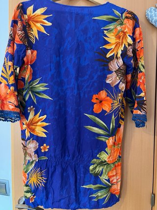Túnica Desigual floral azul y naranja Talla S