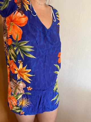 Túnica Desigual floral azul y naranja Talla S
