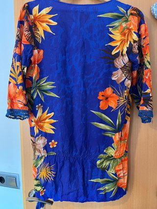 Túnica Desigual floral azul y naranja Talla S