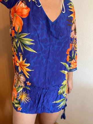 Túnica Desigual floral azul y naranja Talla S