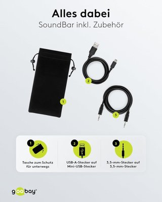 Altavoces, PC/portátil, USB, barra de sonido .  6 W . Goobay 95041