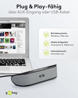 Altavoces, PC/portátil, USB, barra de sonido .  6 W . Goobay 95041