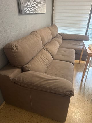 Sofá modular tela beige y marrón