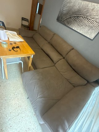Sofá modular tela beige y marrón