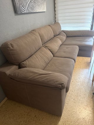 Sofá modular tela beige y marrón