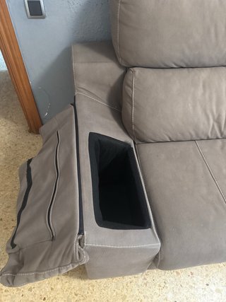 Sofá modular tela beige y marrón