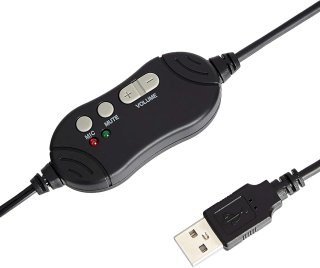 Auriculares USB Amazon Basics con micrófono y función de silencio