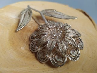Broche vintage flor filigrana in argento