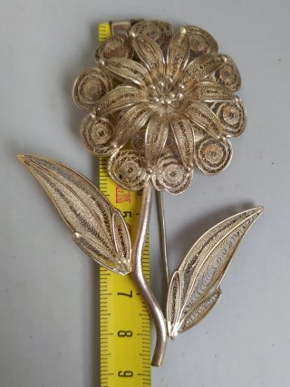 Broche vintage flor filigrana in argento