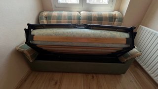 Sofá cama y 4 sillas tela