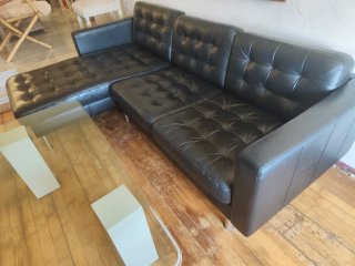 Sofá Chaise Longue Negro Cuero