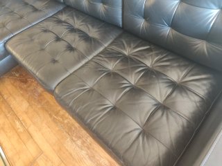 Sofá Chaise Longue Negro Cuero